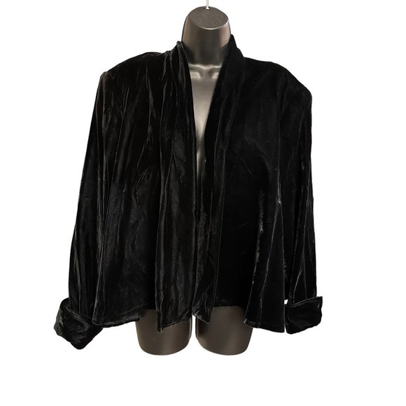 Vtg Scott McClintock Women’s sz L Black Velvet Swing Jacket Evening Party - Picture 1 of 7